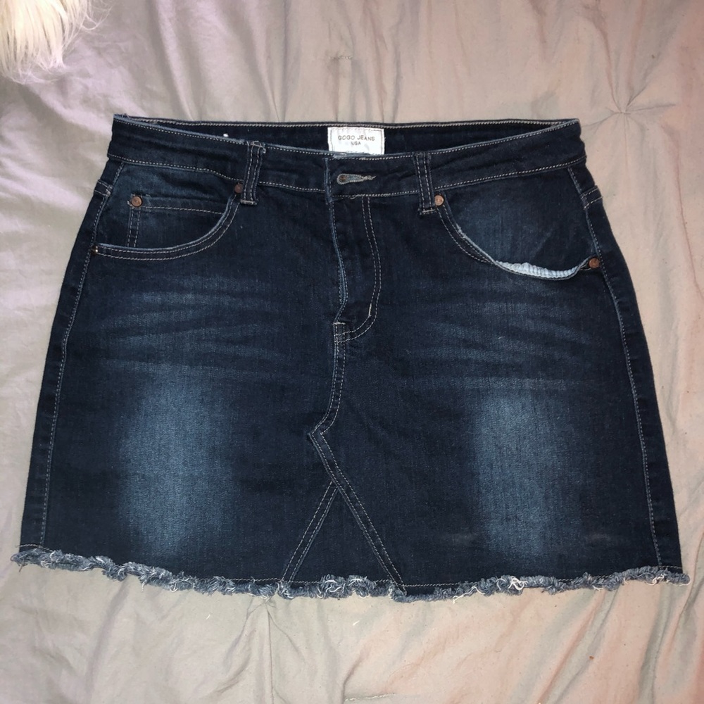 Dark wash denim skirt